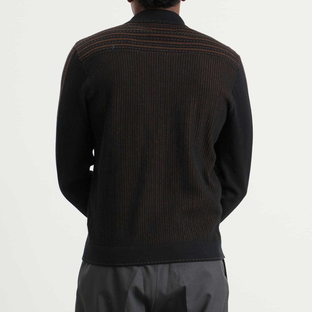 Percival Men's Appendix Long Sleeve Knitted Shirt in Black/Brown