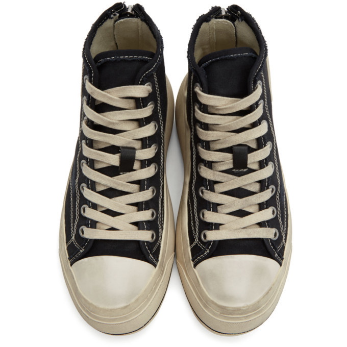 R13 Black and Off White High Top Sneakers R13