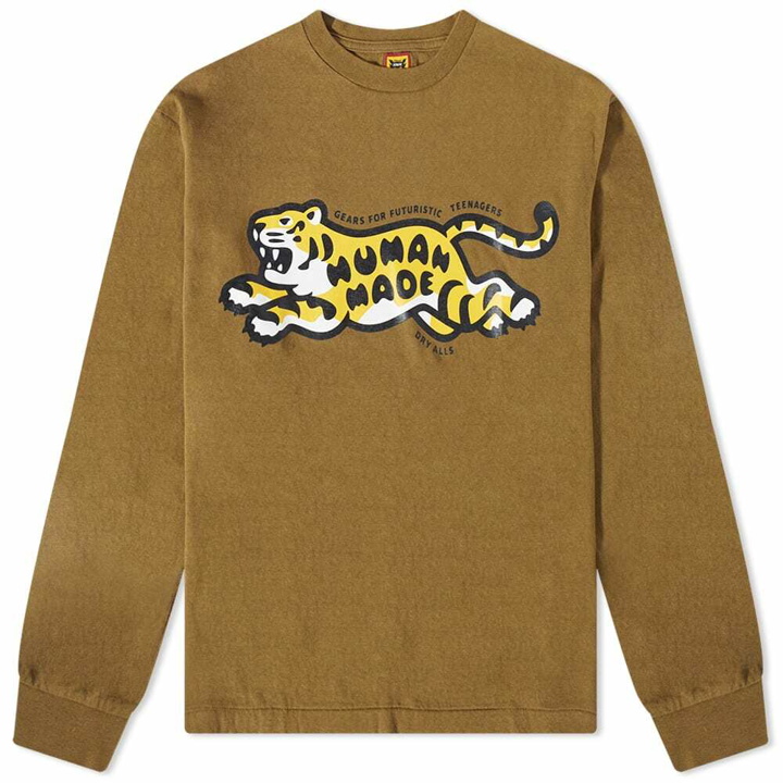 Photo: Human Made Men's Long Sleeve Tiger T-Shirt in Olive Drab