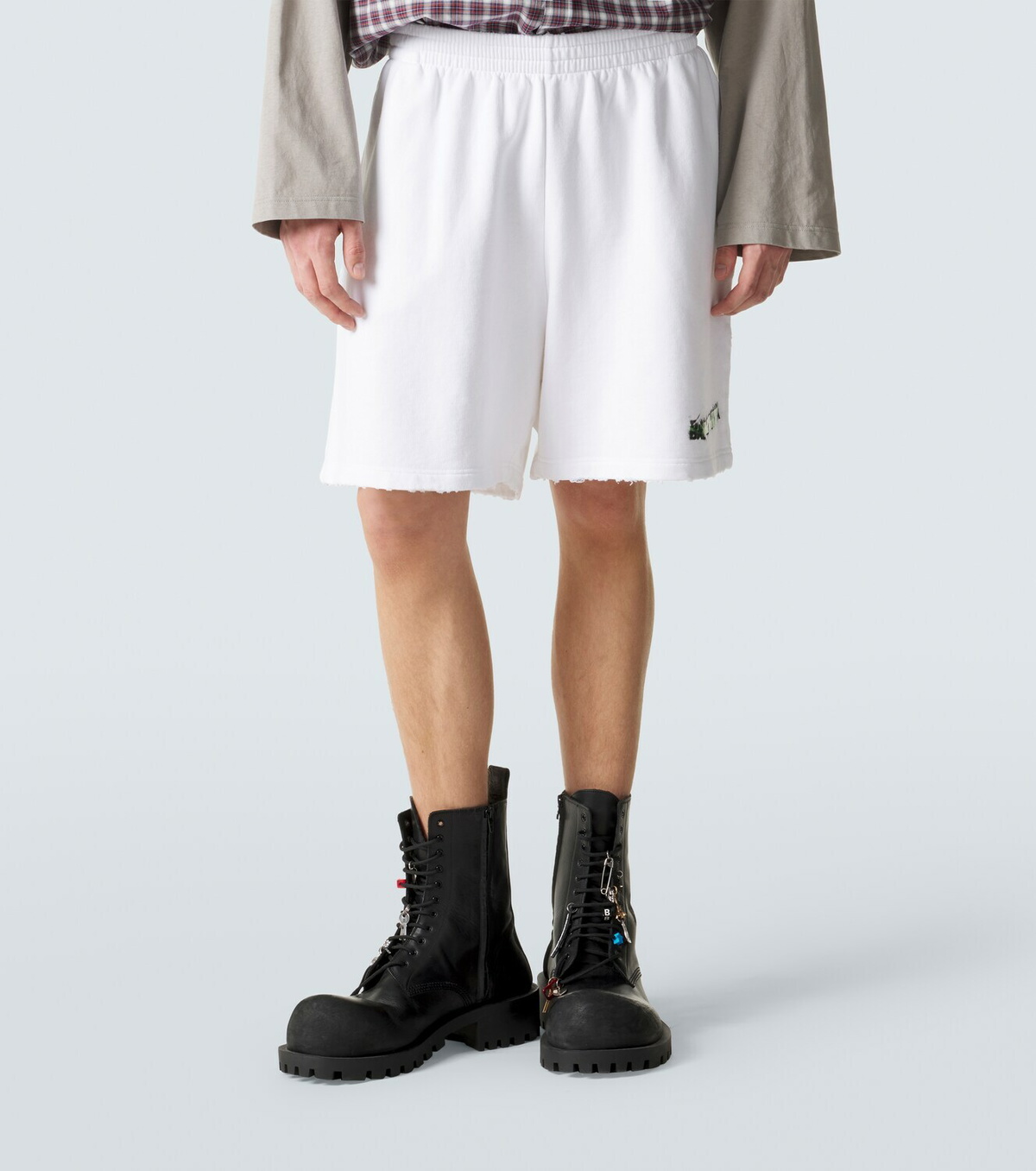 Balenciaga Logo cotton fleece shorts