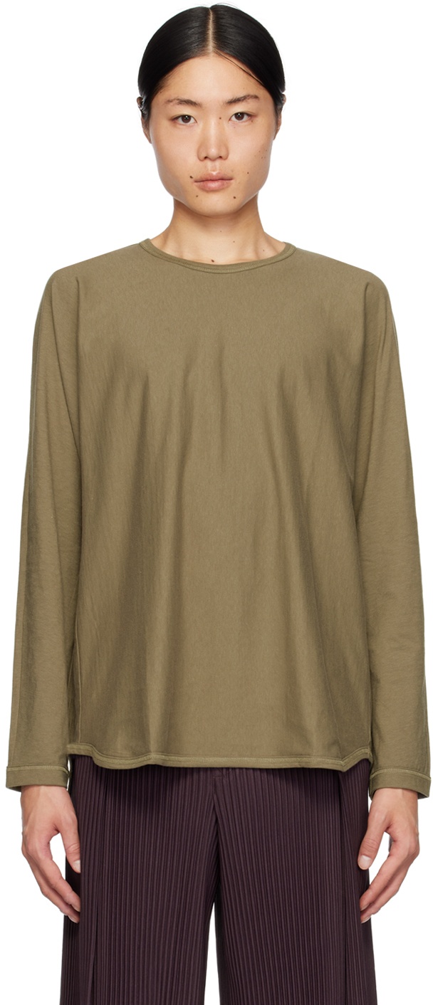 HOMME PLISSÉ ISSEY MIYAKE Khaki Release-T 2 Long Sleeve T-Shirt Homme ...