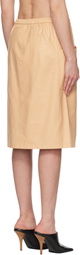 ALAÏA Beige Pencil Calfskin Midi Skirt