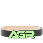 AGR Women's Logo Leather Belt in Black