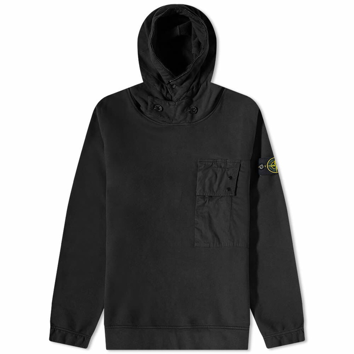 Photo: Stone Island Men's Button Detail Hoody in Black