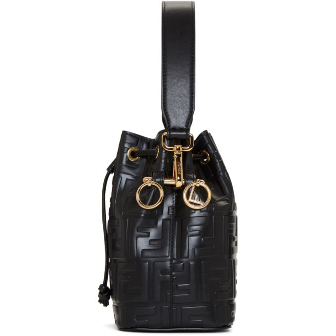 Fendi - Mon Tresor Black Logo Embossed Mini Bucket Bag