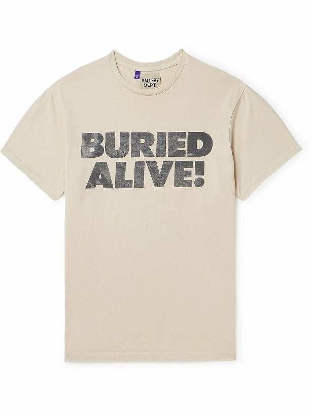 Photo: Gallery Dept. - Buried Alive Distressed Printed Cotton-Jersey T-Shirt - Neutrals