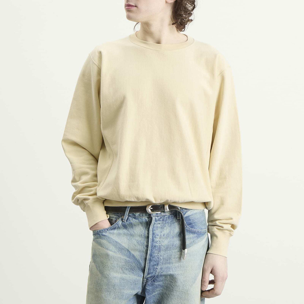 Auralee Men's High Gauge Sweatshirt in Ivory Beige
