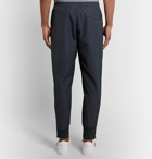 Moncler - Navy Slim-Fit Tapered Nylon and Cotton-Blend Drawstring Trousers - Blue