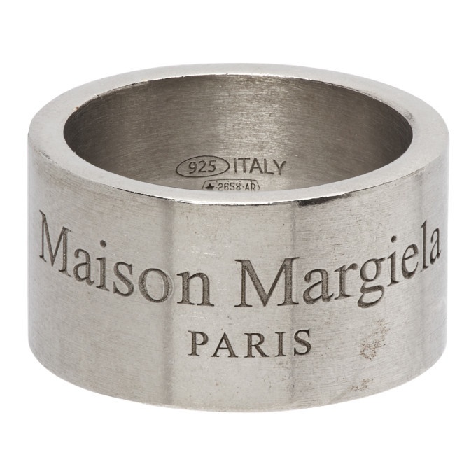 Maison Margiela Silver Wide Logo Ring Maison Margiela