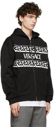 Versace Black Logo Graphic Zip-Up Hoodie