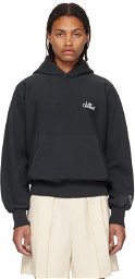 Late Checkout Black Embroidered Hoodie