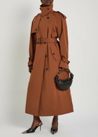 Saint Laurent Double-breasted Cotton and Silk-blend Trench Coat Moca