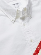 THOM BROWNE - Striped Button-Down Collar Cotton Oxford Shirt - White - 1