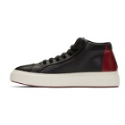 Salvatore Ferragamo Black and Red Tour High-Top Sneakers