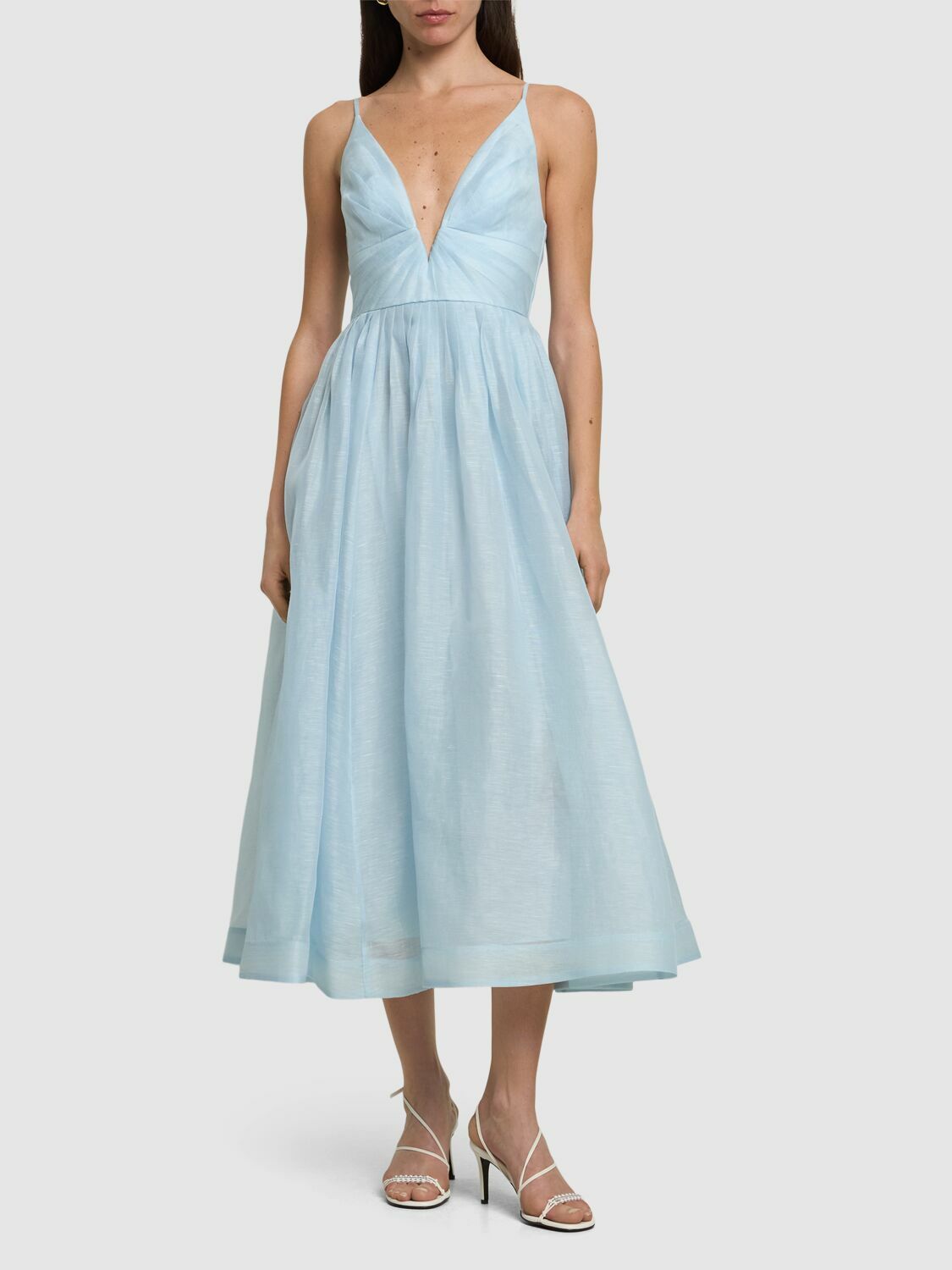 【Zimmermann】Illuminate linen midi dress ZIMMERMANN Illuminate Linen & Silk Midi Dress Zimmermann