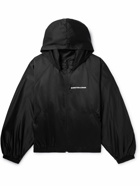 RRR123 - Abbots Appliquéd Logo-Embroidered Satin-Trimmed Nylon Hooded Track Jacket - Black
