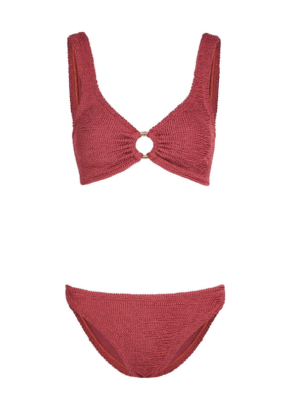 Photo: Hunza G Julia Gold-hoop Crinkle Bikini - Rust - One Size