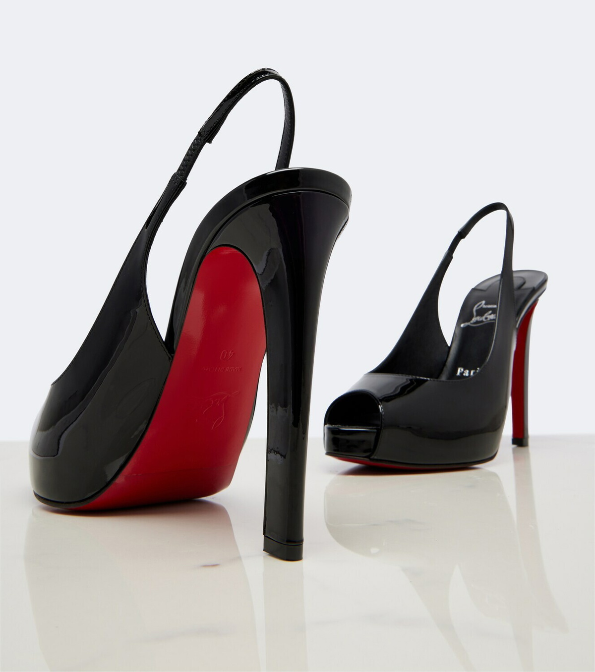 Christian Louboutin Lady Fanny patent leather slingback pumps