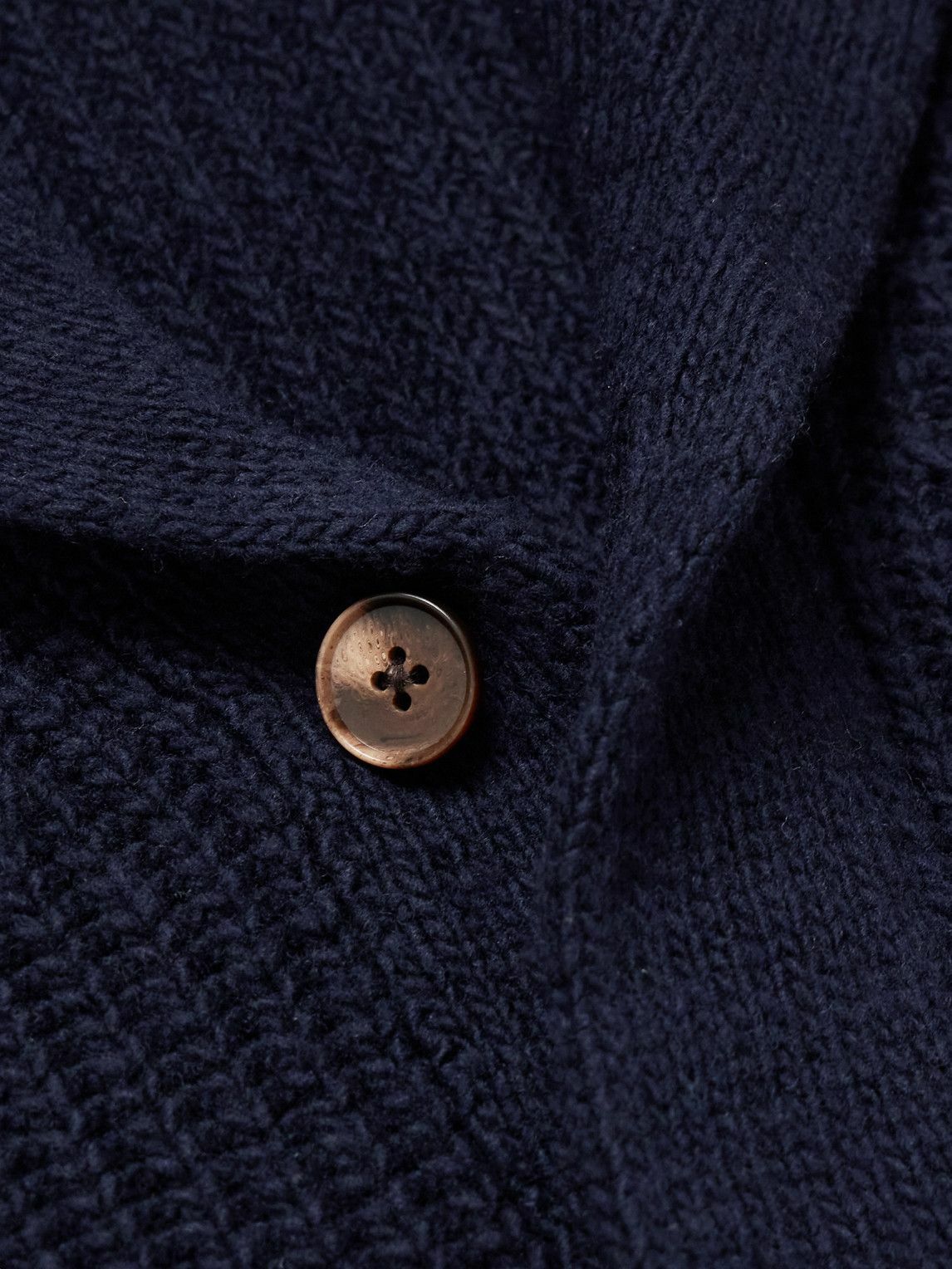 Hartford - Shawl-Collar Ribbed Wool Cardigan - Blue