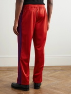 Needles - Straight-Leg Webbing-Trimmed Logo-Embroidered Jersey Track Pants - Red