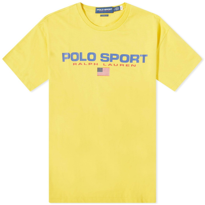Photo: Polo Ralph Lauren Men's Polo Sport Logo T-Shirt in Canary Yellow