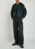 Cherry Los Angeles Logo-appliquéd Hooded Quilted Denim Jacket Black