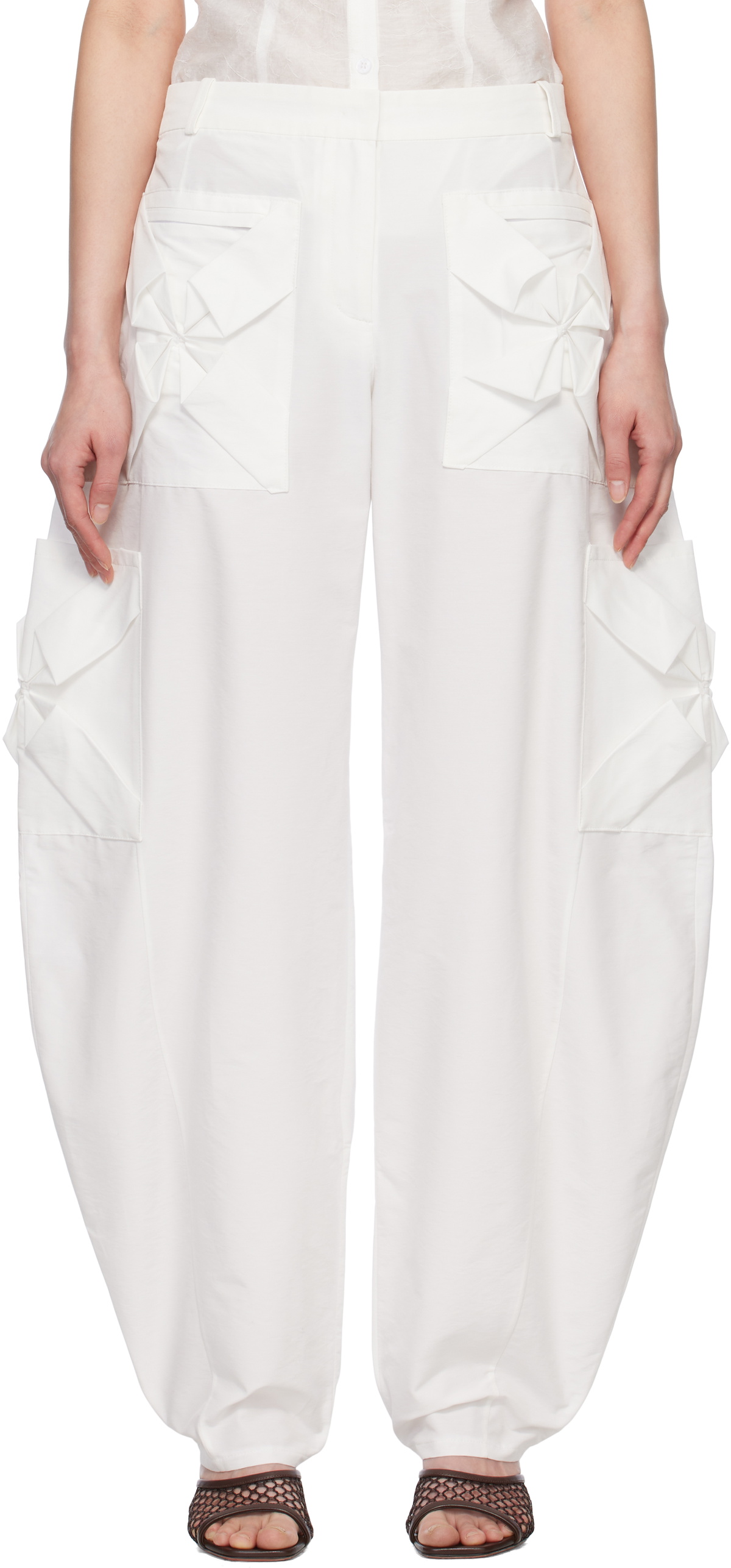 J.Kim White Smocked Cargo Pants