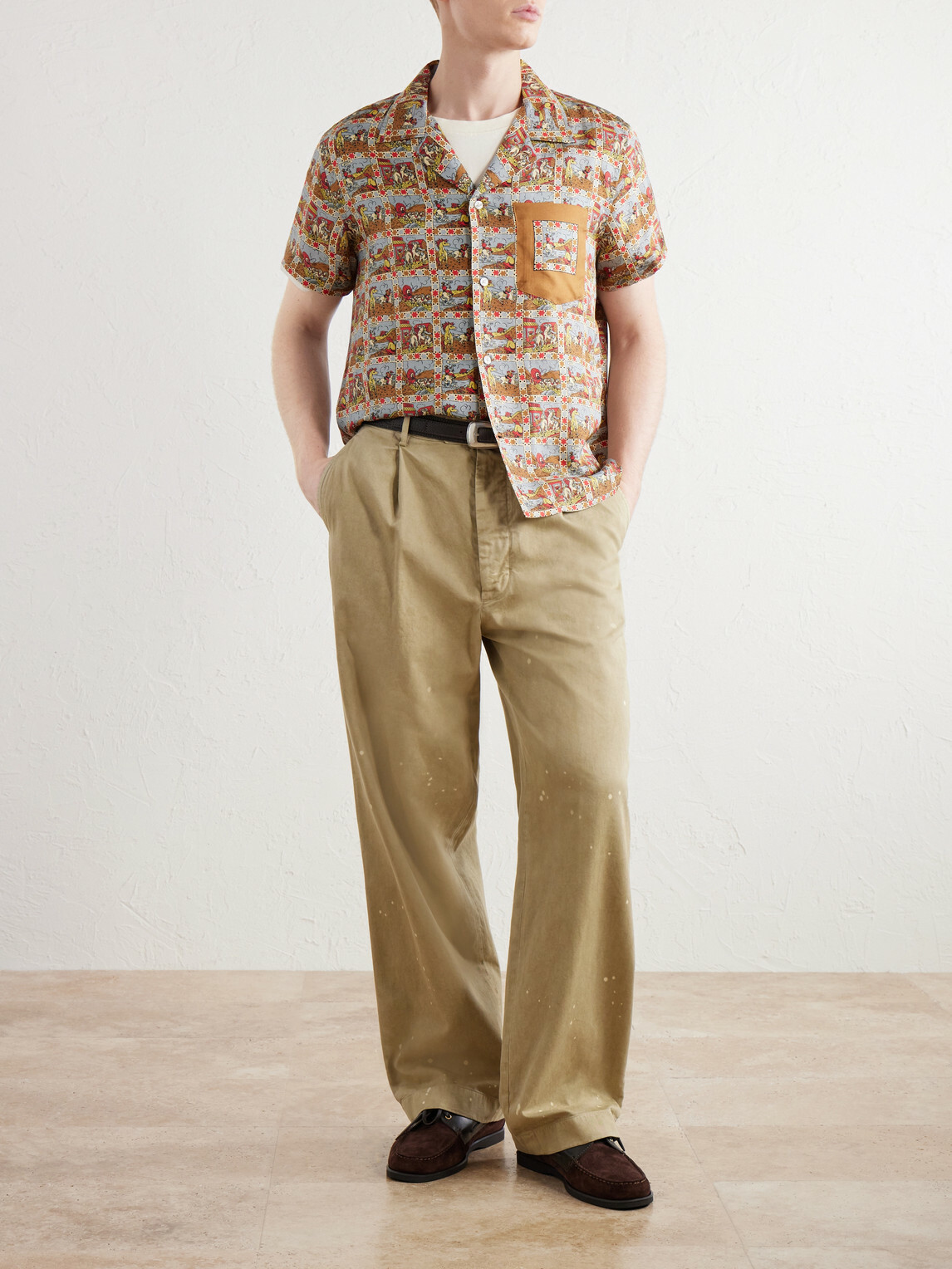BODE - Cowboy Comic Camp-Collar Printed Silk-Satin Shirt - Brown