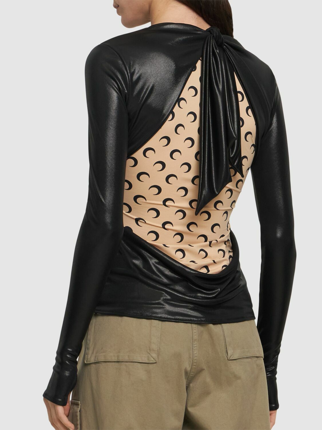 MARINE SERRE REGENERATED DRAPED JERSEY TOP