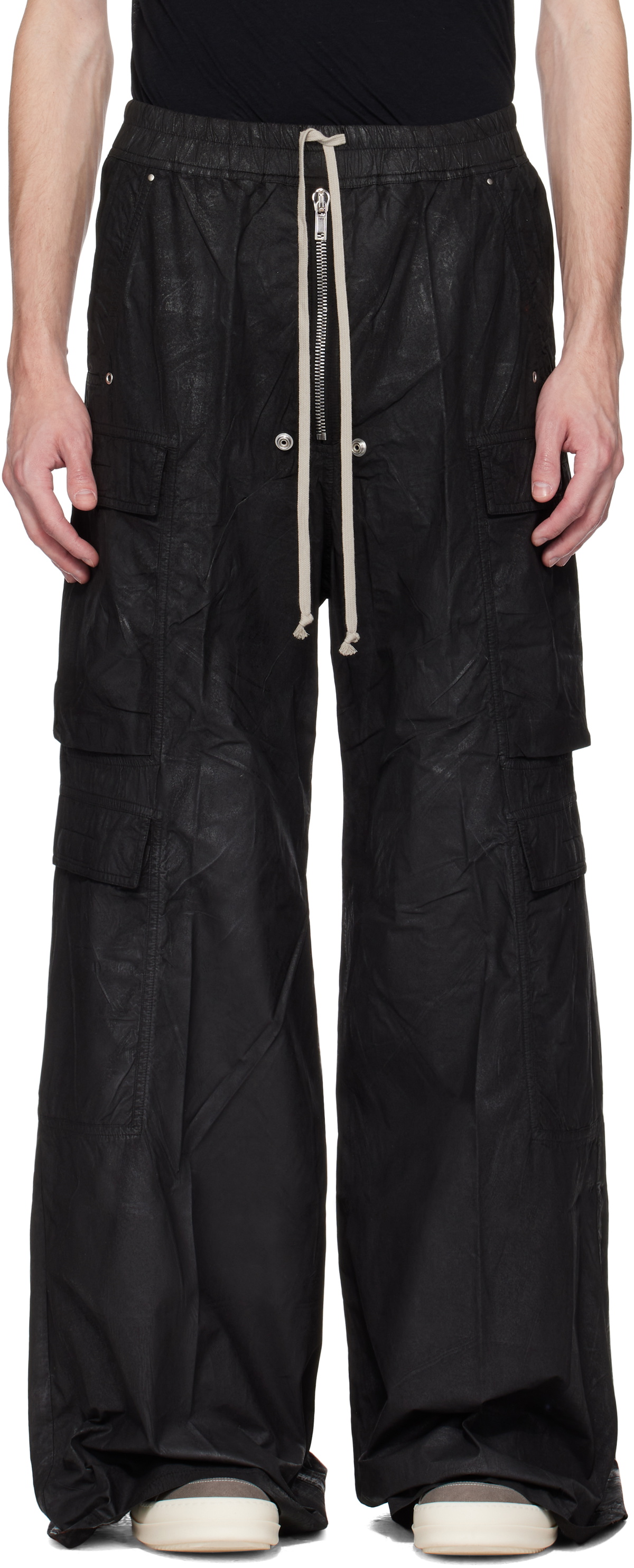 Rick Owens DRKSHDW Black Hollywood Double Cargo Jumbo Belas Pants