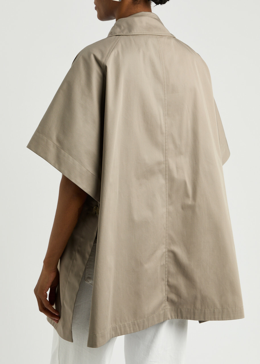 Herno Double-breasted Cotton Trench Cape Taupe