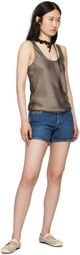 ANINE BING Brown Lea Tank Top