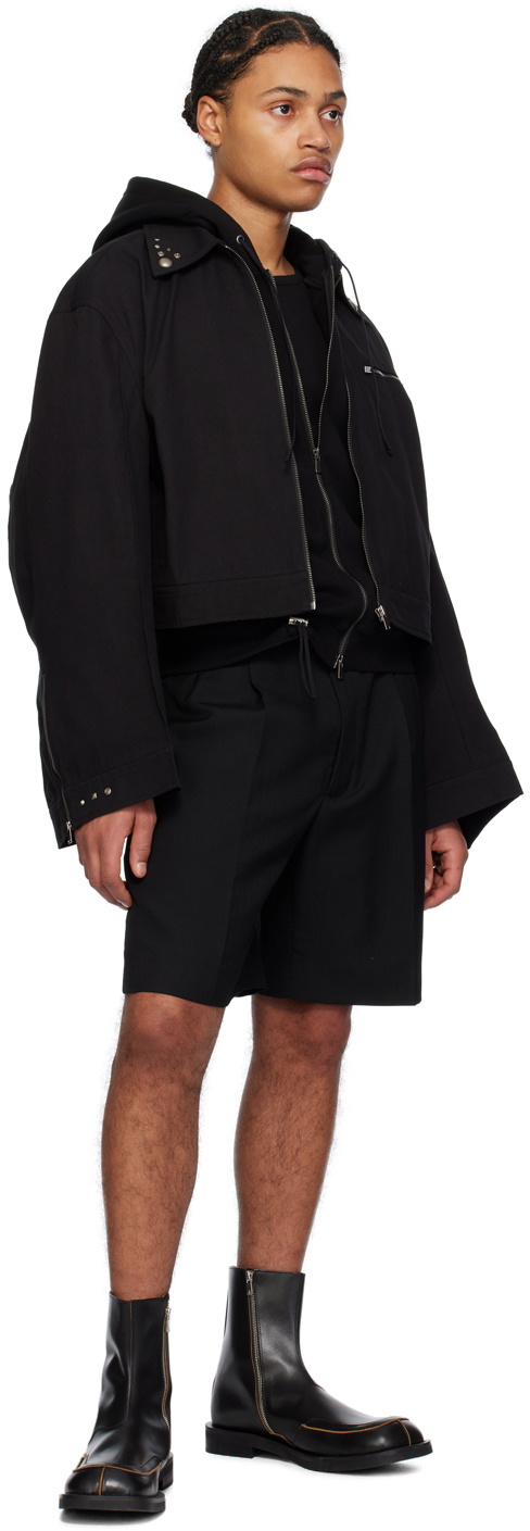 lesugiatelier Black Drawstrings Hoodie