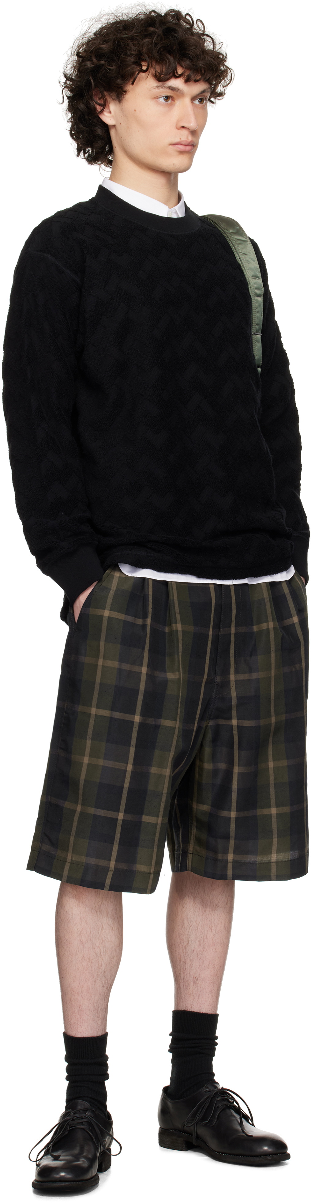 Comme des Garçons Homme Black Pilled Jacquard Check Pattern Sweatshirt