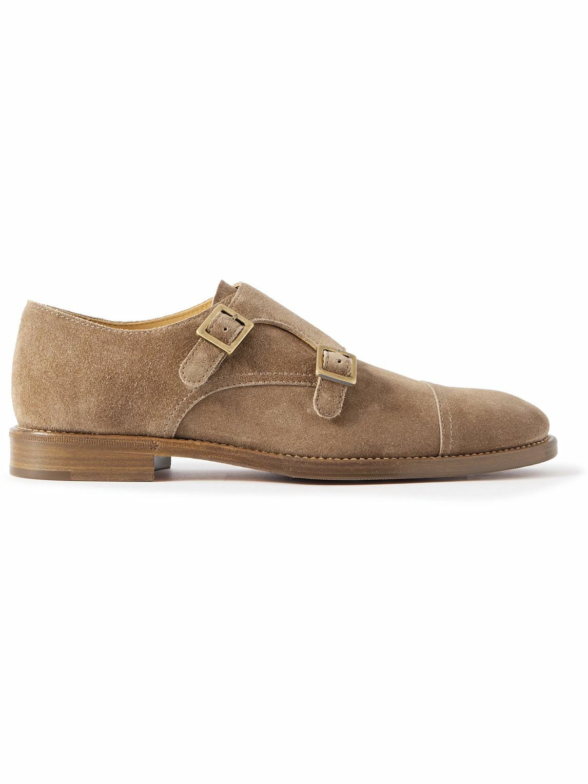 Brunello Cucinelli - Suede Monk-Strap Shoes - Brown Brunello  display picture 1