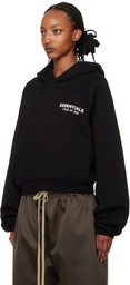 Fear of God ESSENTIALS Black Fleece Cropped Hoodie