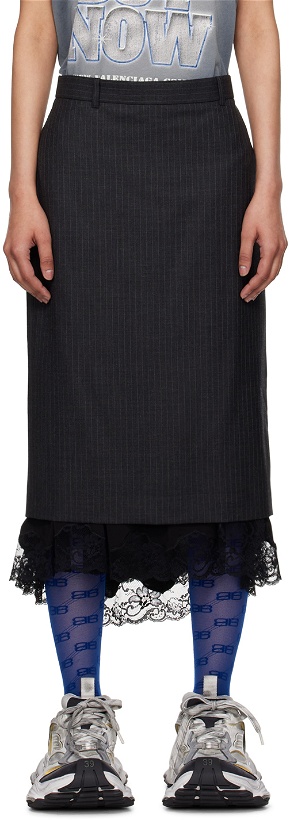 Photo: Balenciaga Gray Lingerie Midi Skirt