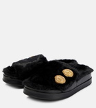 Balmain - Leather and faux fur sandals