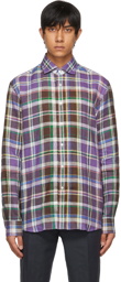 Ralph Lauren Purple Label Purple Linen Plaid Shirt