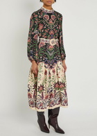 Farm Rio Marvelous Garden Floral-print Satin Midi Dress Black