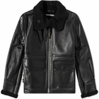 Neighborhood Men's Mouton B-3 Leather Jacket in Black