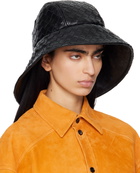 Bottega Veneta Black Intrecciato Leather Beach Hat