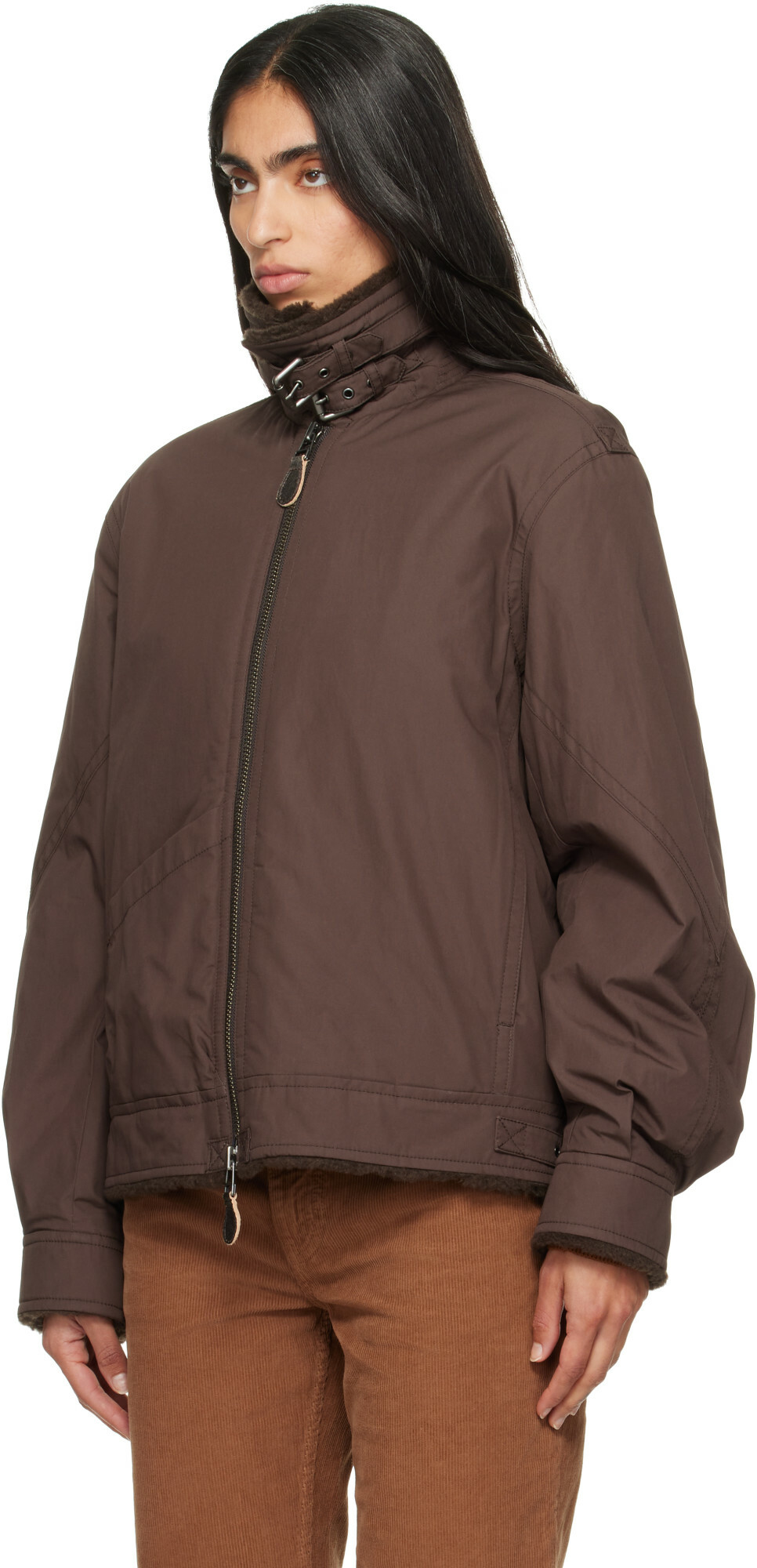 COOR Brown Fleece Lined Cotton B-3 Jacket
