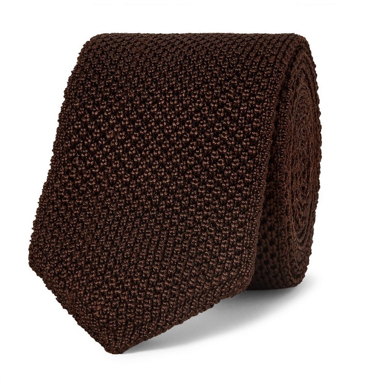 Photo: Ermenegildo Zegna - 6cm Knitted Silk Tie - Men - Dark brown