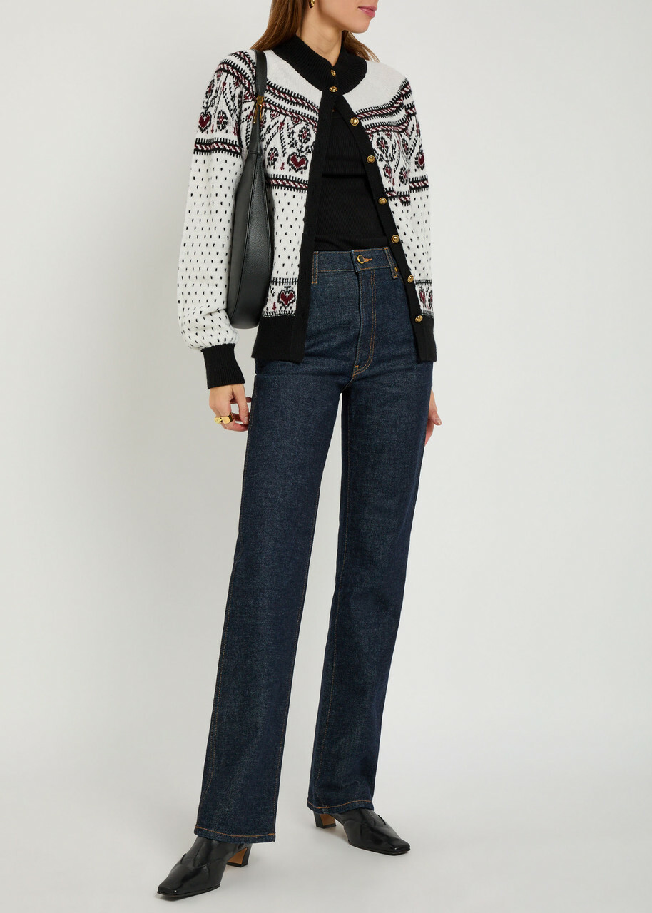 Khaite Marc Fair Isle Cashmere Cardigan Ivory
