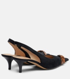 JW Anderson Leather-trimmed velvet slingback pumps