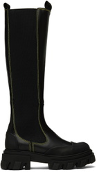 GANNI Black Cleated Chelsea Boots
