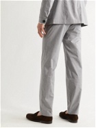 OLIVER SPENCER - Tapered Micro-Houndstooth Cotton-Blend Suit Trousers - Gray