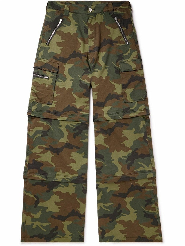 Photo: VETEMENTS - Wide-Leg Convertible Camouflage-Print Cotton-Twill Cargo Trousers - Green
