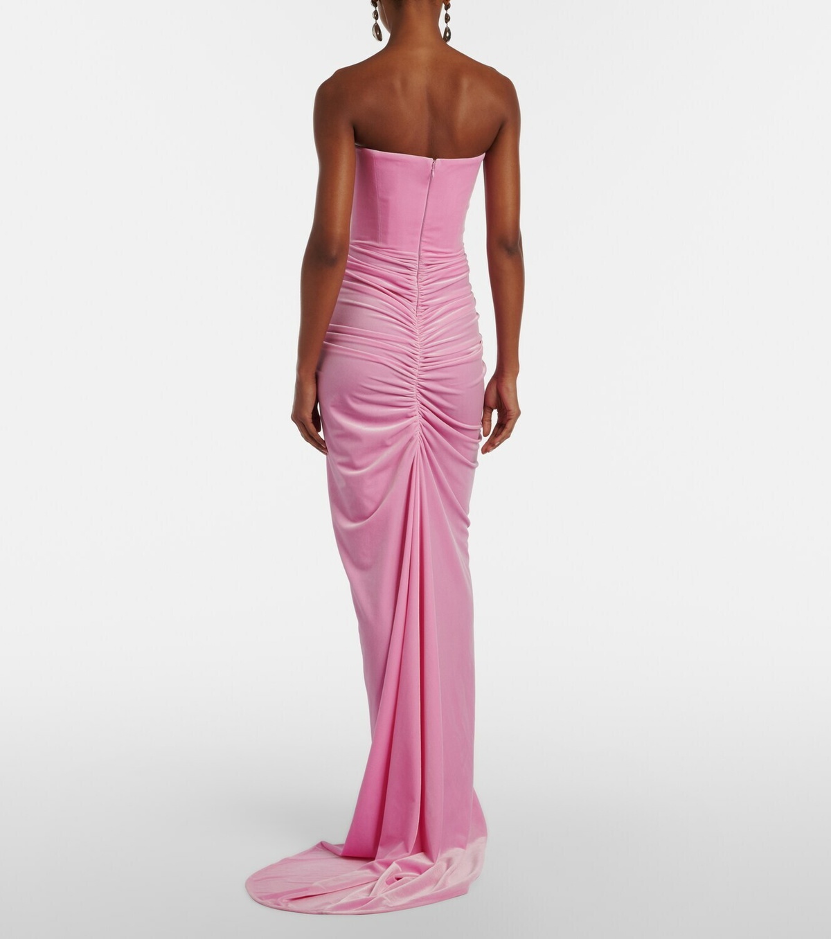 Alex Perry Ruched velvet bustier gown